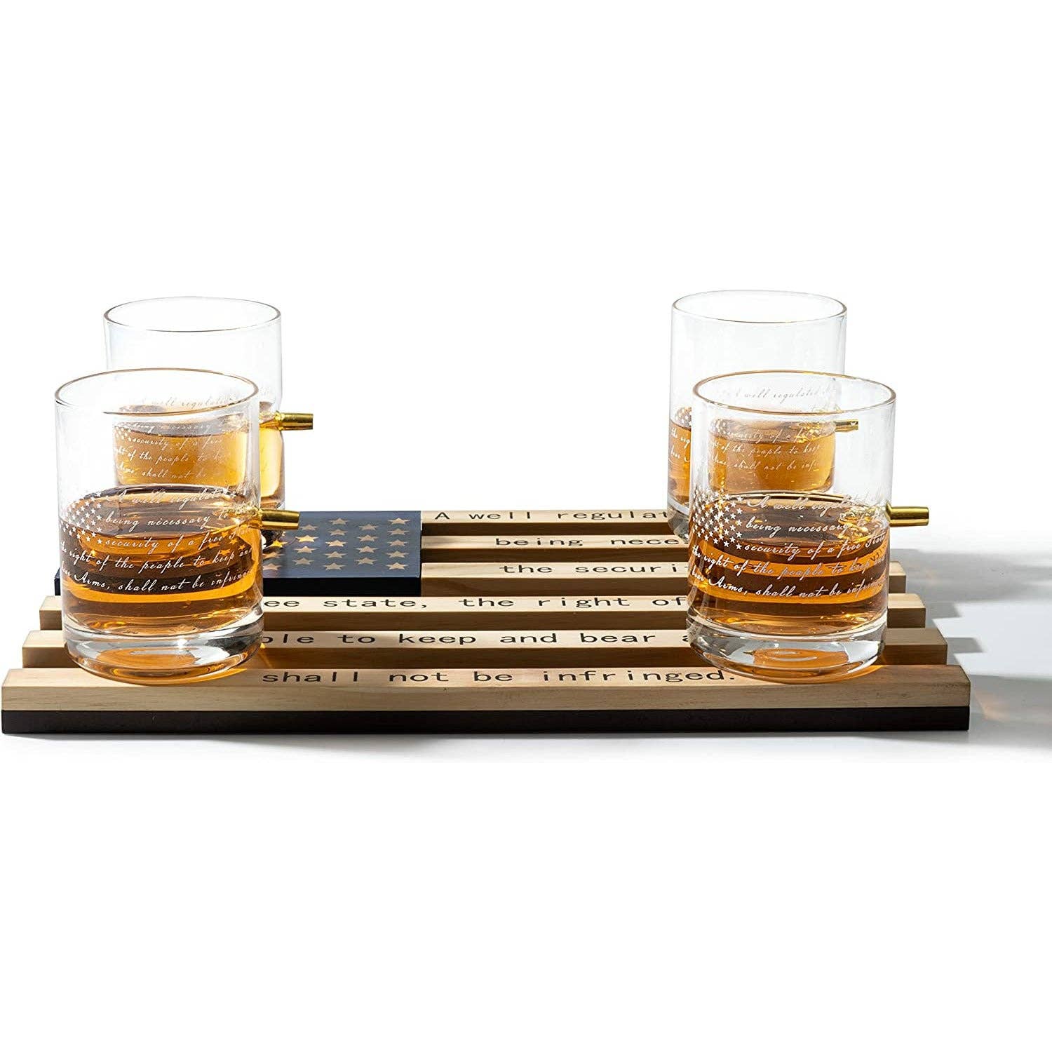 2nd Amendment Whiskey Glasses With Bullet and Flag Base Set - Image 2