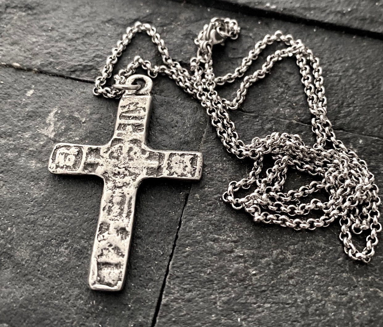 Ancient Cross Men's Necklace, Unisex Necklace, Cross, Medieval Cross, Mens Fashion, 20 or 24 in chain, ST-017 - Image 2