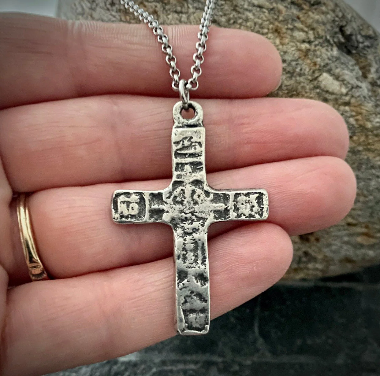 Ancient Cross Men's Necklace, Unisex Necklace, Cross, Medieval Cross, Mens Fashion, 20 or 24 in chain, ST-017 - Image 3