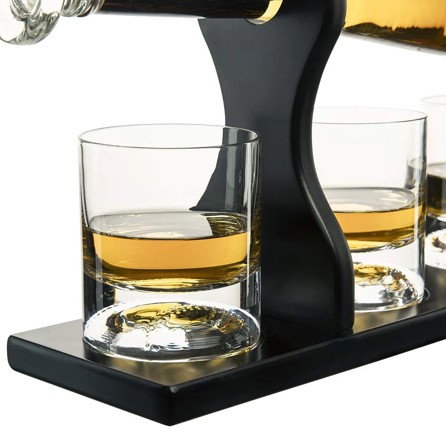 Baseball Bat Whiskey Decanter Set with 4 Baseball Glasses - Image 3