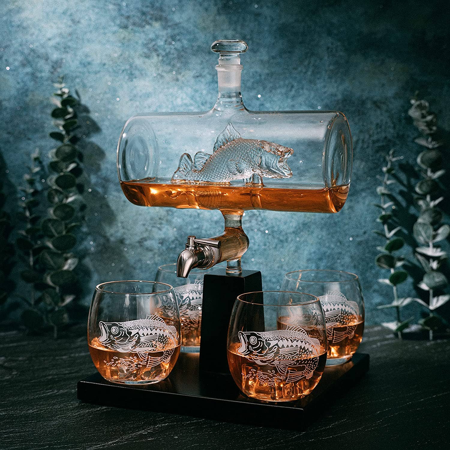 Bass Fish Wine & Whiskey Decanter Set 1100ml - Image 6