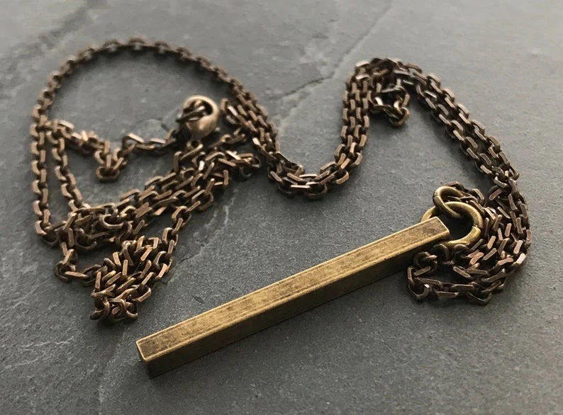 Brass Bar Pendant And Necklace - Image 3