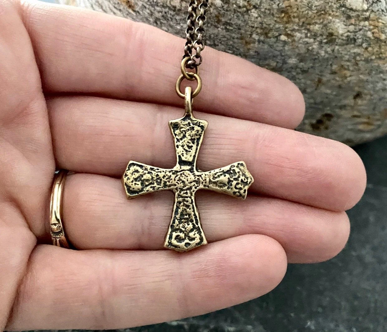 Bronze Ancient Maltese Cross, Men's Religious Jewelry, Unisex Necklace, Cast from Original Medieval Cross, BR-045 - Image 3