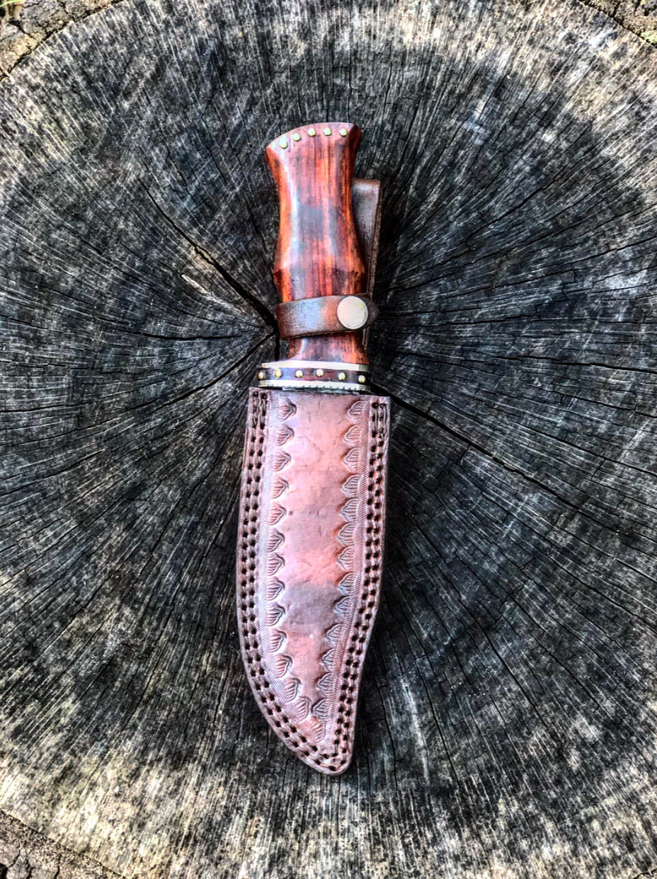 Damascus Steel And Rosewood Hunting Knife -VG 60 - Image 5