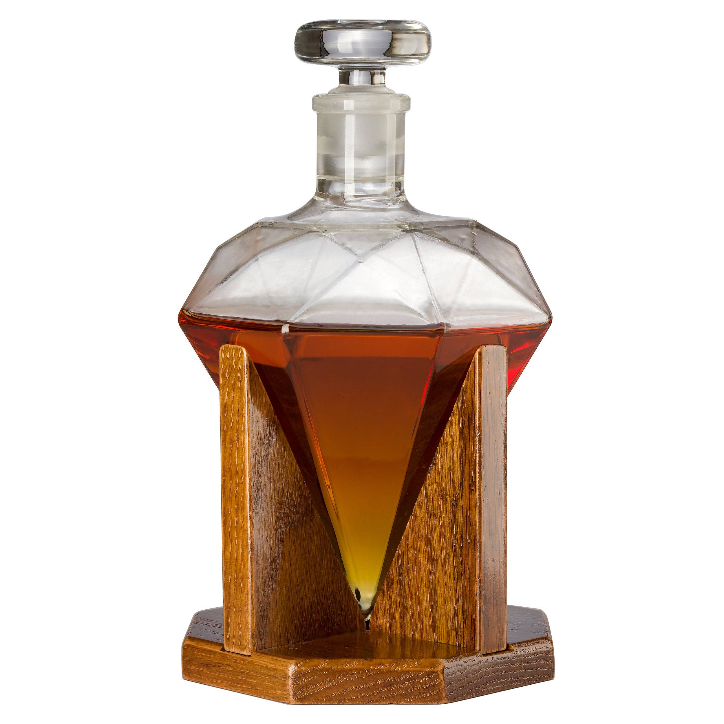 Diamond Whisky Decanter with Mahogany Wooden Base - Image 3