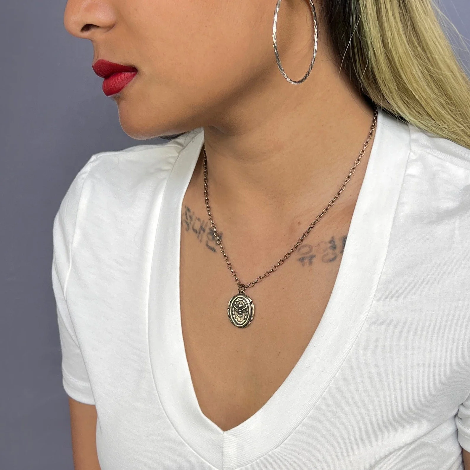Dove Necklace, Antiqued Bronze Holy Spirit Catholic Wax Seal, JohnnyGirl, GBR-008 - Image 3