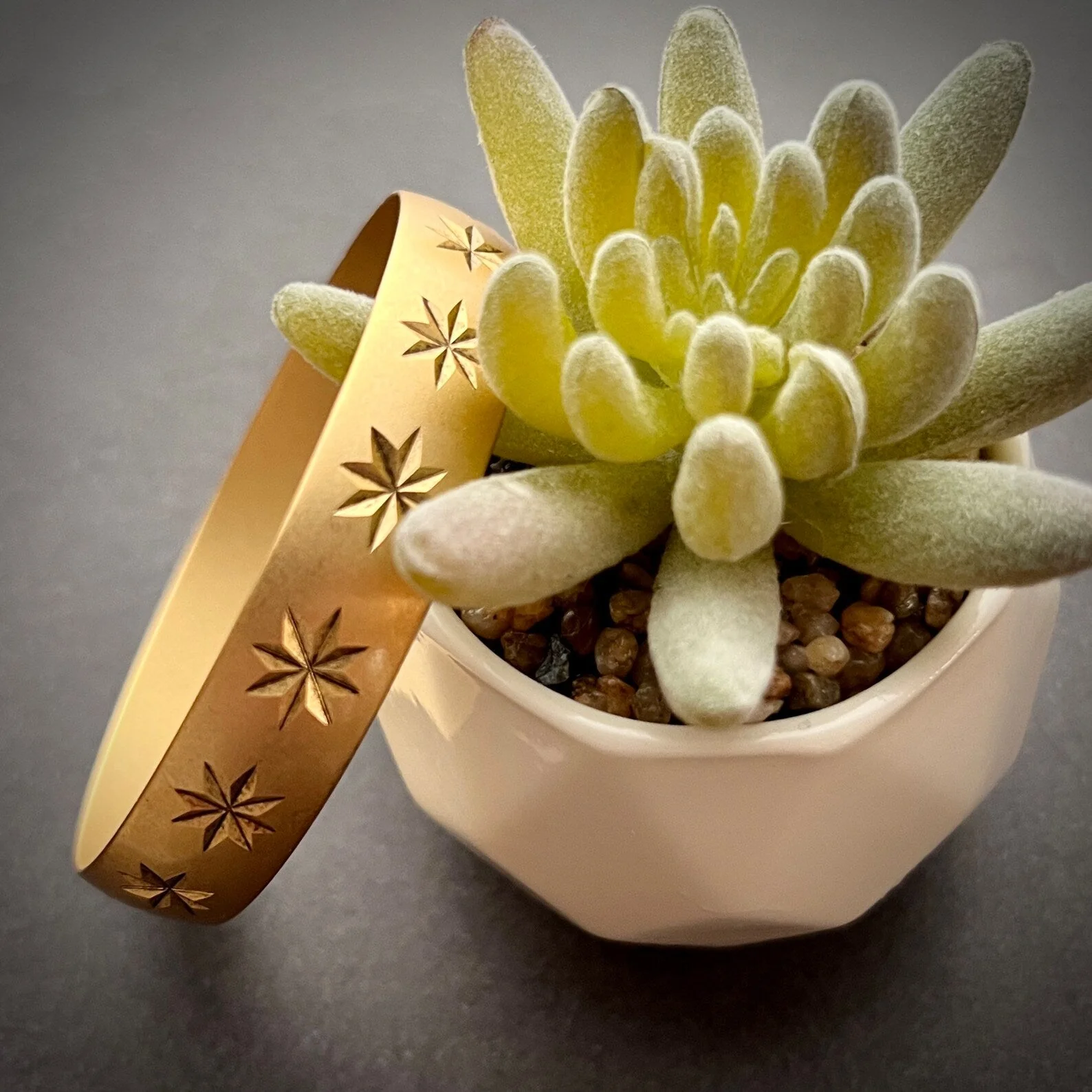 Gold Star Bangle, Large Wide Bracelet, JohnnyGirl Jewelry, B-0003 - Image 3