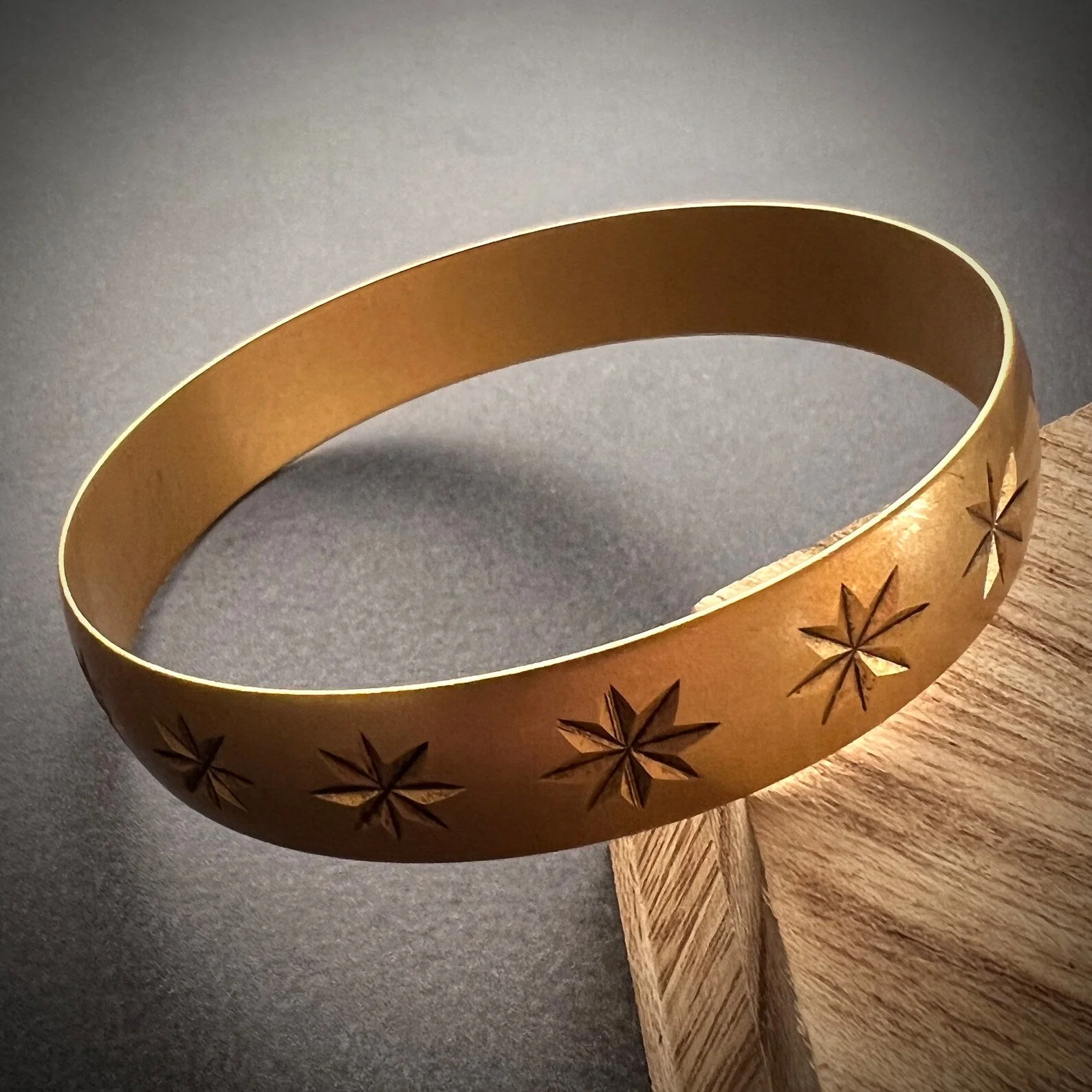 Gold Star Bangle, Large Wide Bracelet, JohnnyGirl Jewelry, B-0003 - Image 5