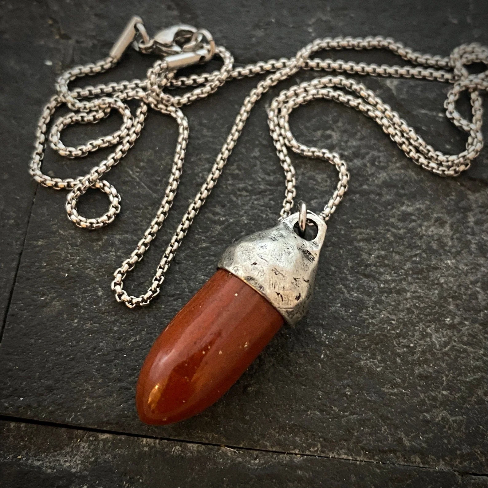 Men's Courage Necklace, Red Jasper, Unisex Gemstone, Stone Protection Pendant, Stainless Steel, Boyfriend Gift, GS-003 - Image 3