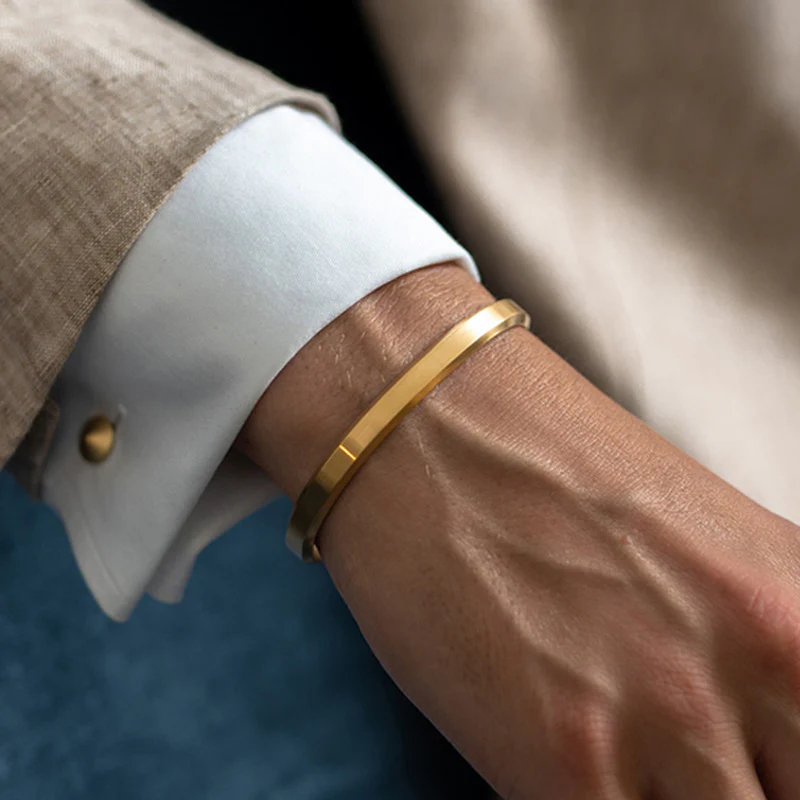 Mens Gold Cuff Bracelet - Image 5