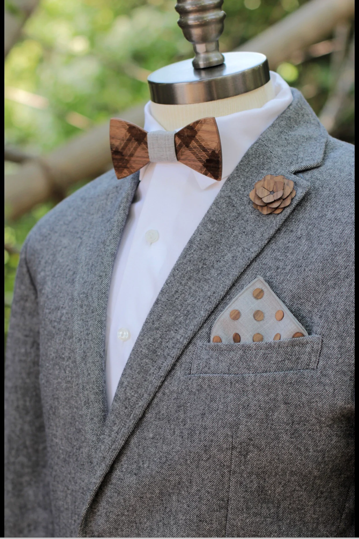 Pocket Square- Walnut Dot Gray - Image 4