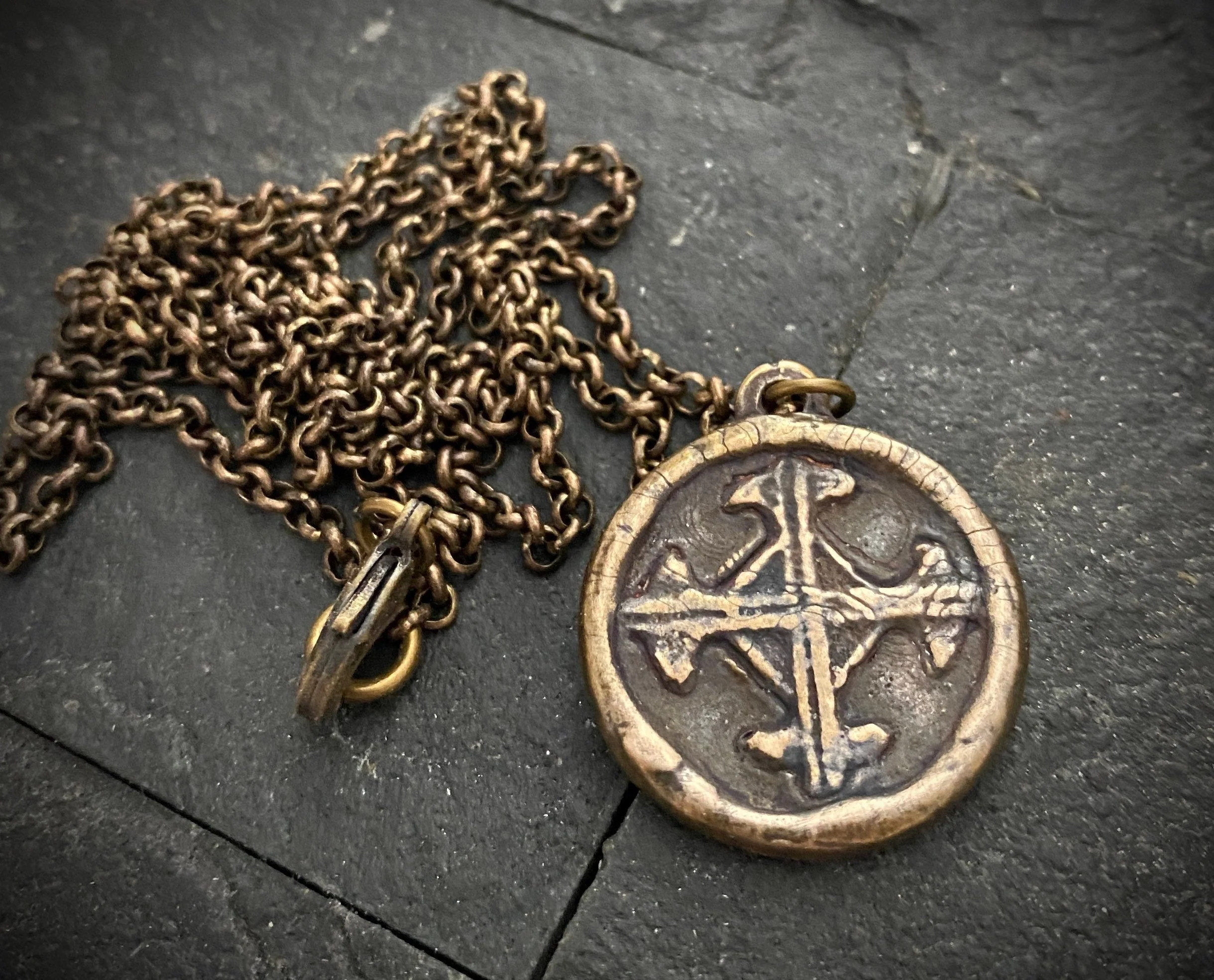 Serenity Prayer Necklace, Men's Soldered Bronze Pendant with Cross, Unisex Jewelry Gift, Faith, BR-043 - Image 4