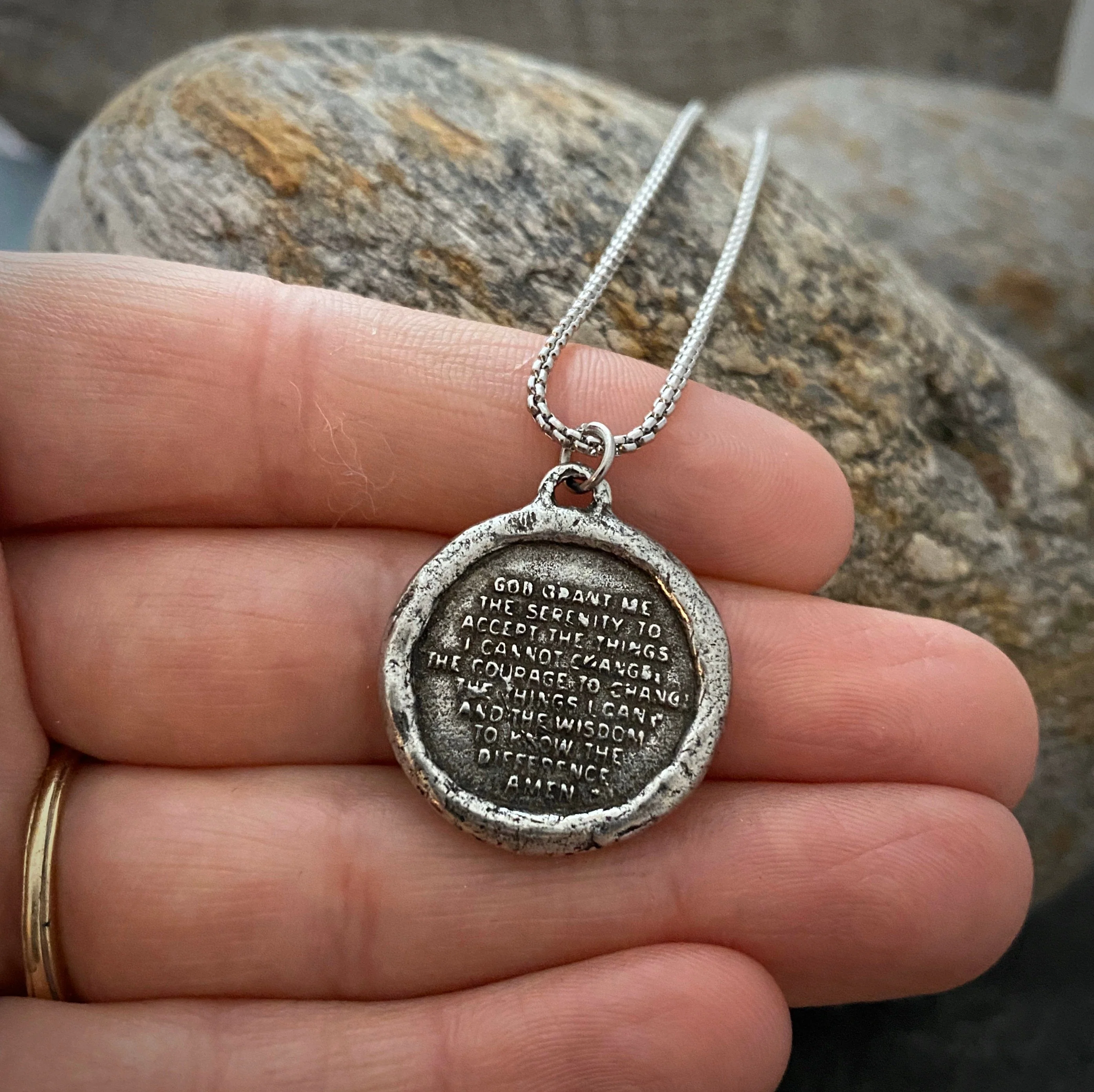 Serenity Prayer Necklace, Men's Soldered Pendant with Cross, Unisex Jewelry Gift, Faith, ST-024 - Image 4