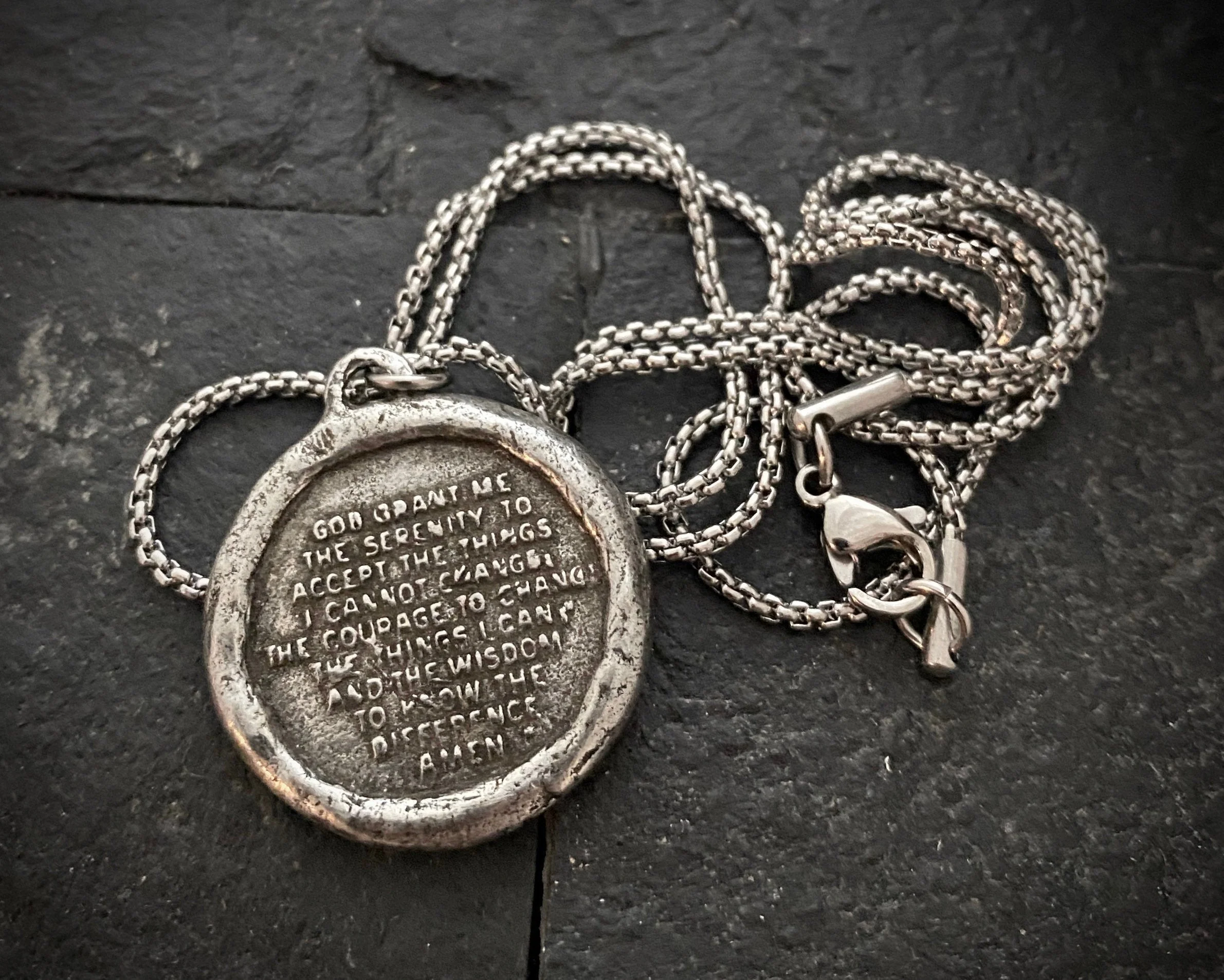 Serenity Prayer Necklace, Men's Soldered Pendant with Cross, Unisex Jewelry Gift, Faith, ST-024 - Image 5