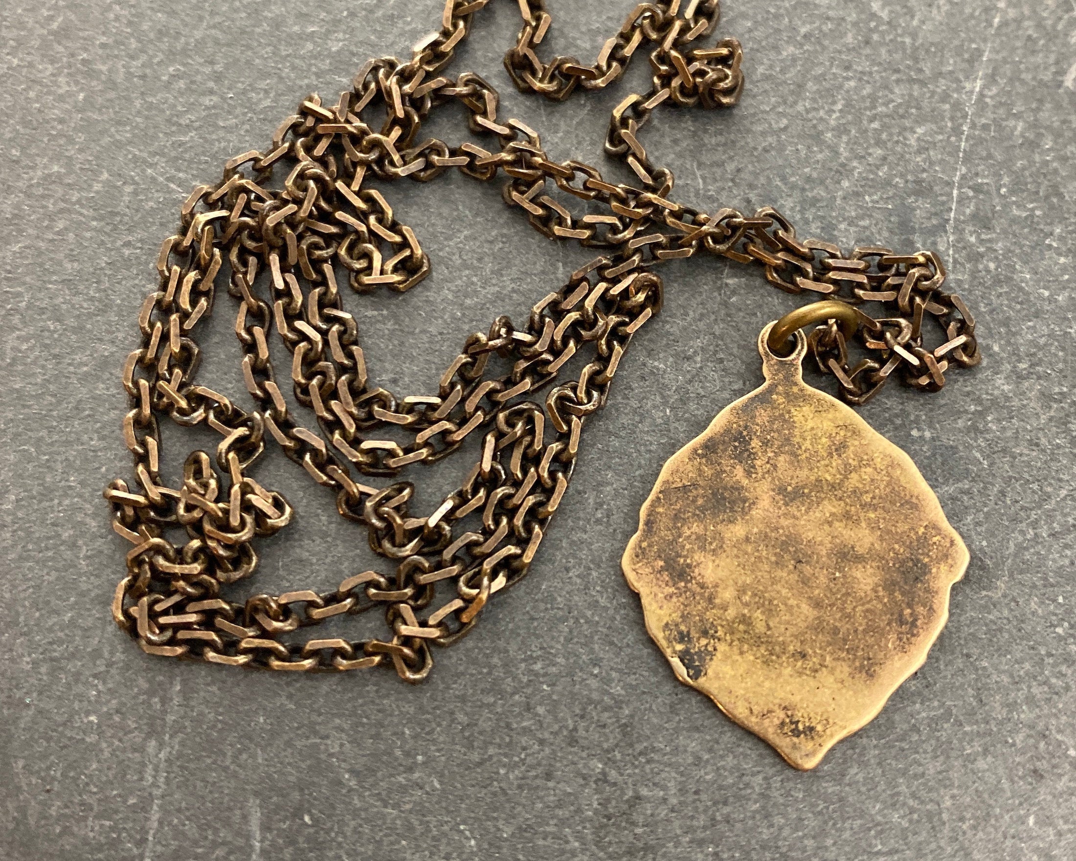 St. Christopher Antiqued Brass Men's Necklace, Johnny LTD featuring a Vintage Catholic Medal, Unisex Necklace, BR-023 - Image 4
