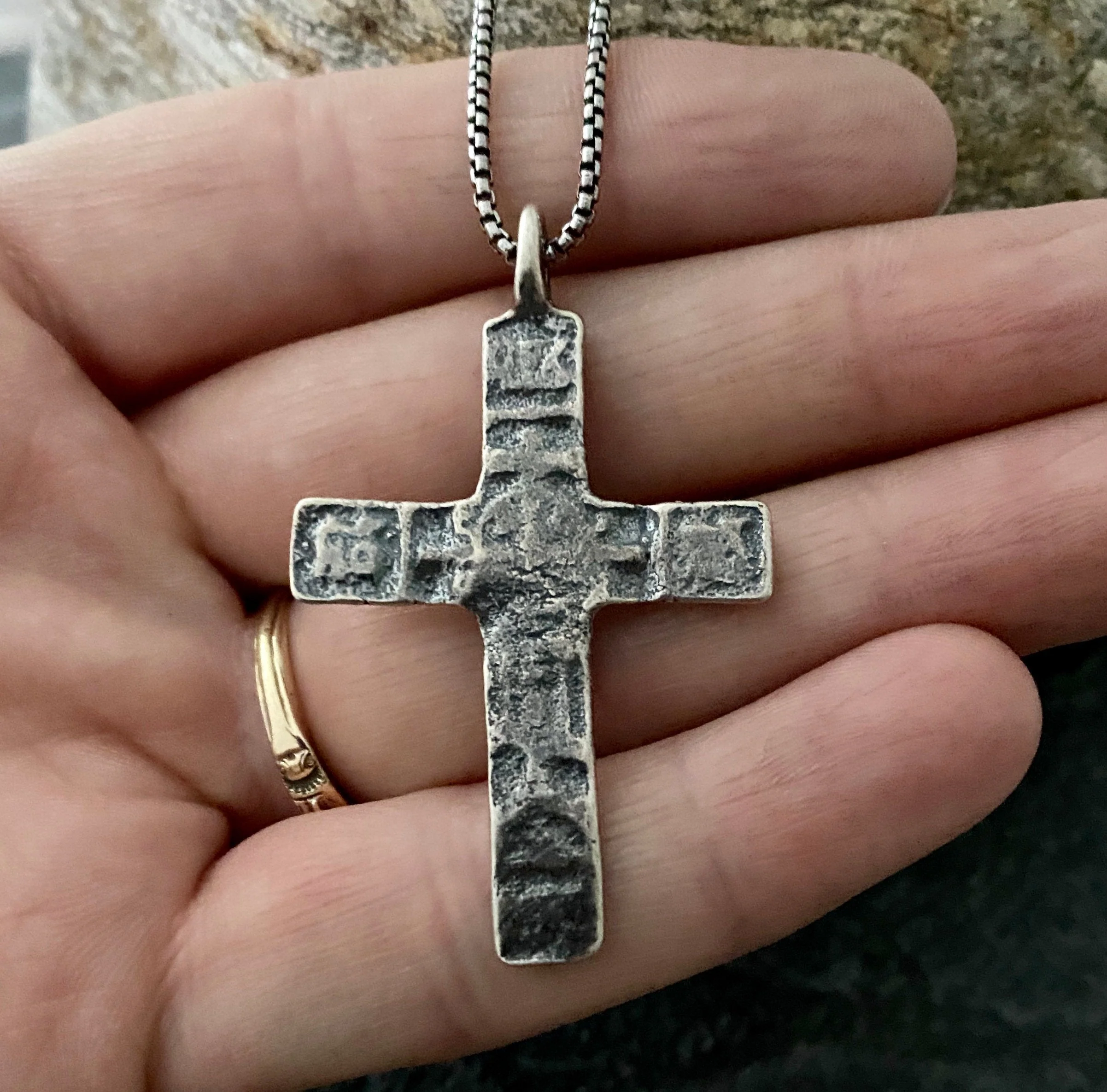 Sterling Silver Ancient Cross, Men's, Unisex Necklace, Medieval Cross, Men's SS-008 - Image 3