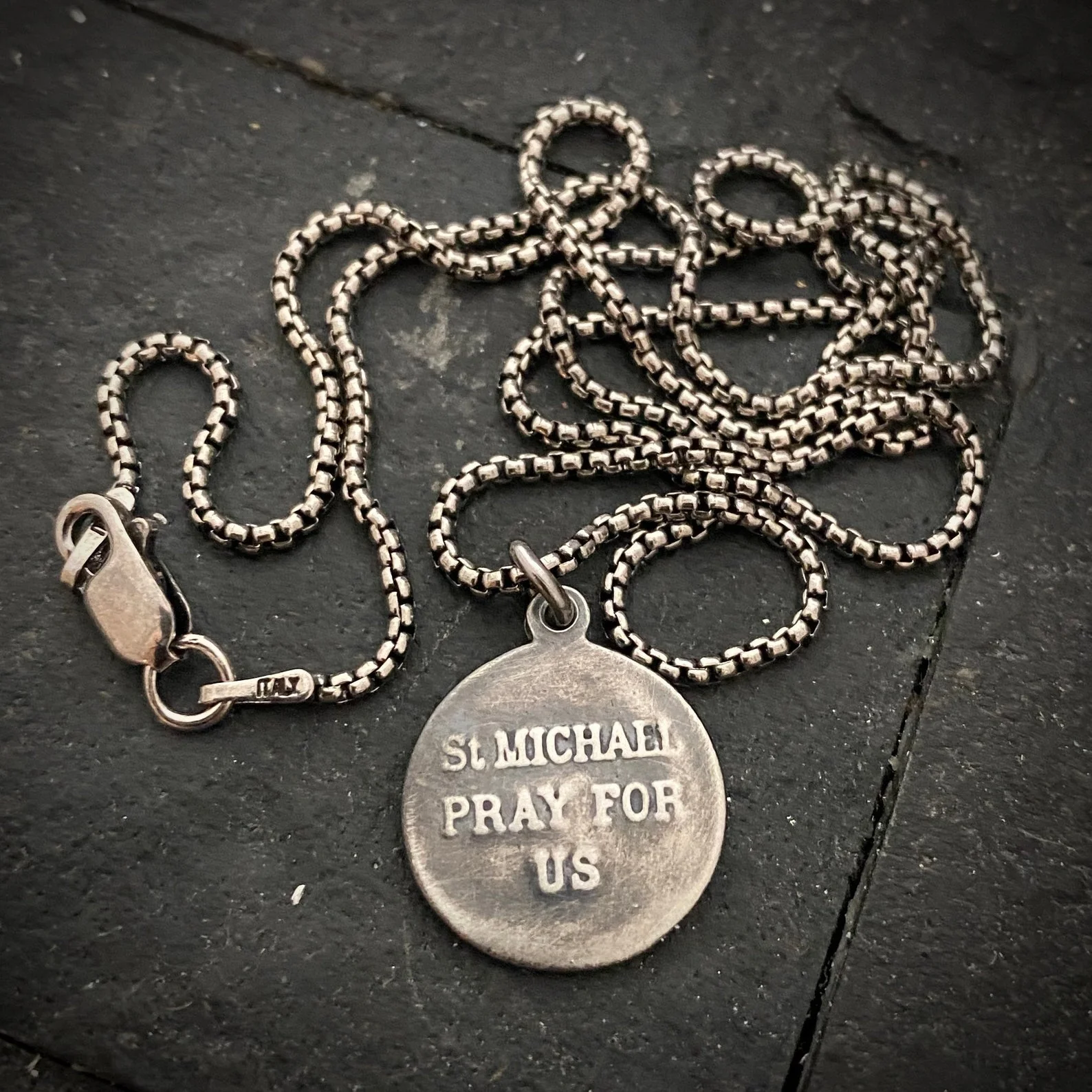 Sterling Silver Men's St. Michael Vintage Style Catholic Medal, Unisex Necklace, SS-006 - Image 2