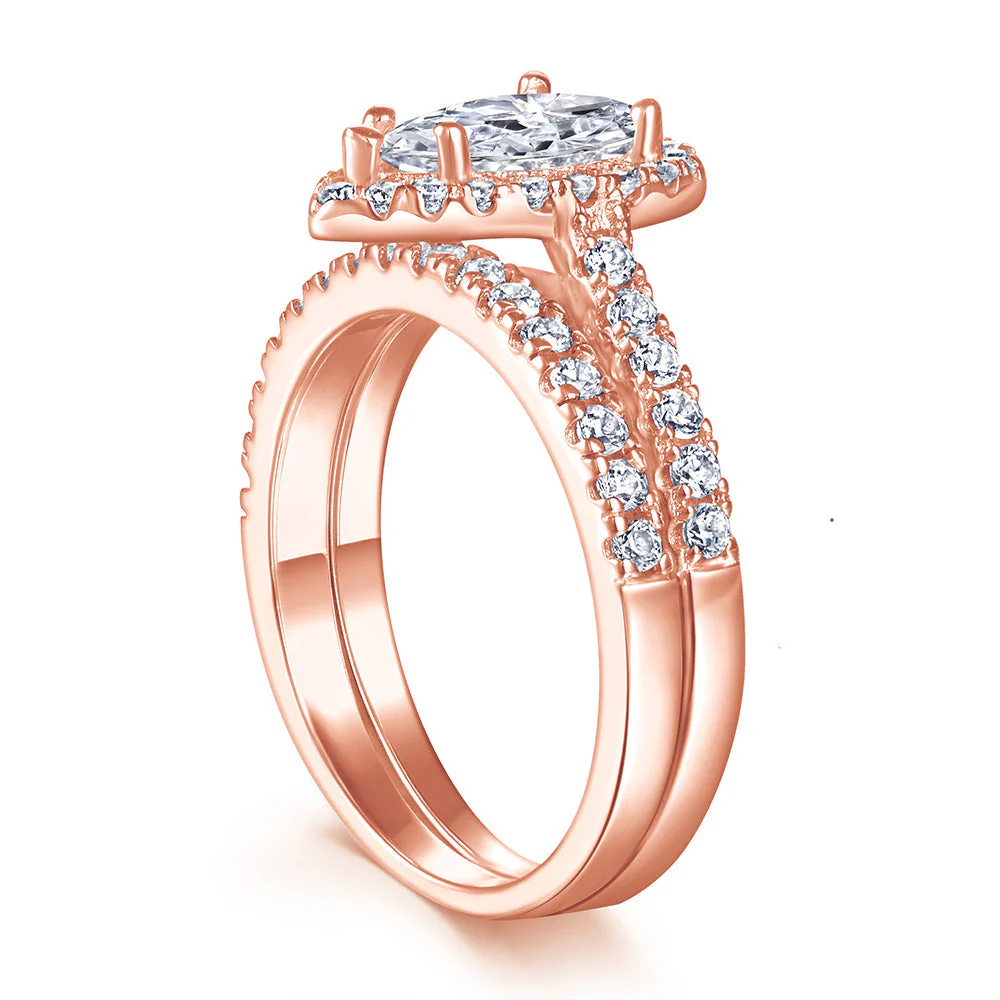The Elizabeth - 18kt Rose Gold Wedding Ring Set - Image 3