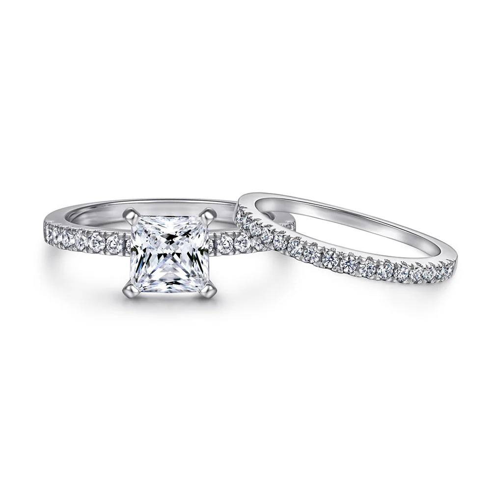 The Emma - Silver Wedding Ring Set - Image 2
