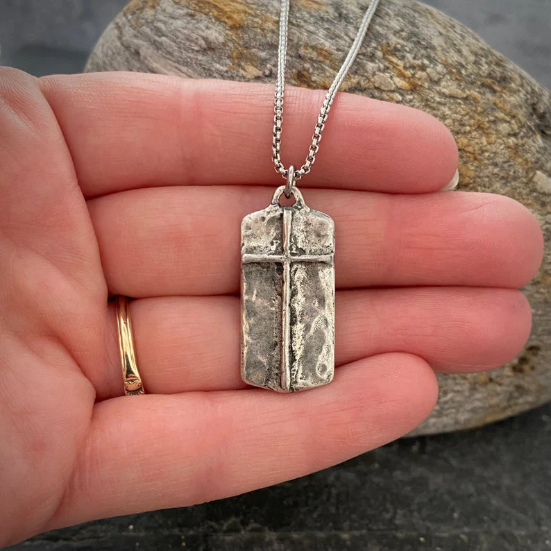 The Lord's Prayer Necklace, Men's Pendant with Cross and Stainless Steel Necklace, Unisex Jewelry Gift, Faith, ST-036 - Image 4