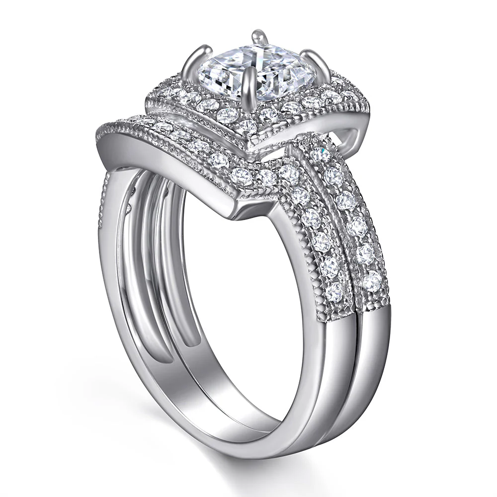 The Violet - Silver Wedding Ring Set - Image 2